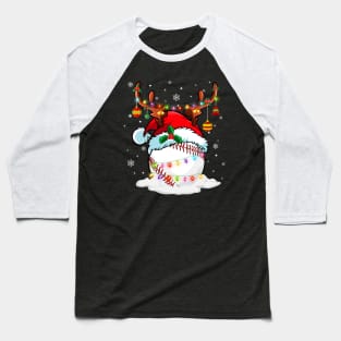 Reindeer Santa Hat Baseball Christmas Lights Xmas Baseball T-Shirt